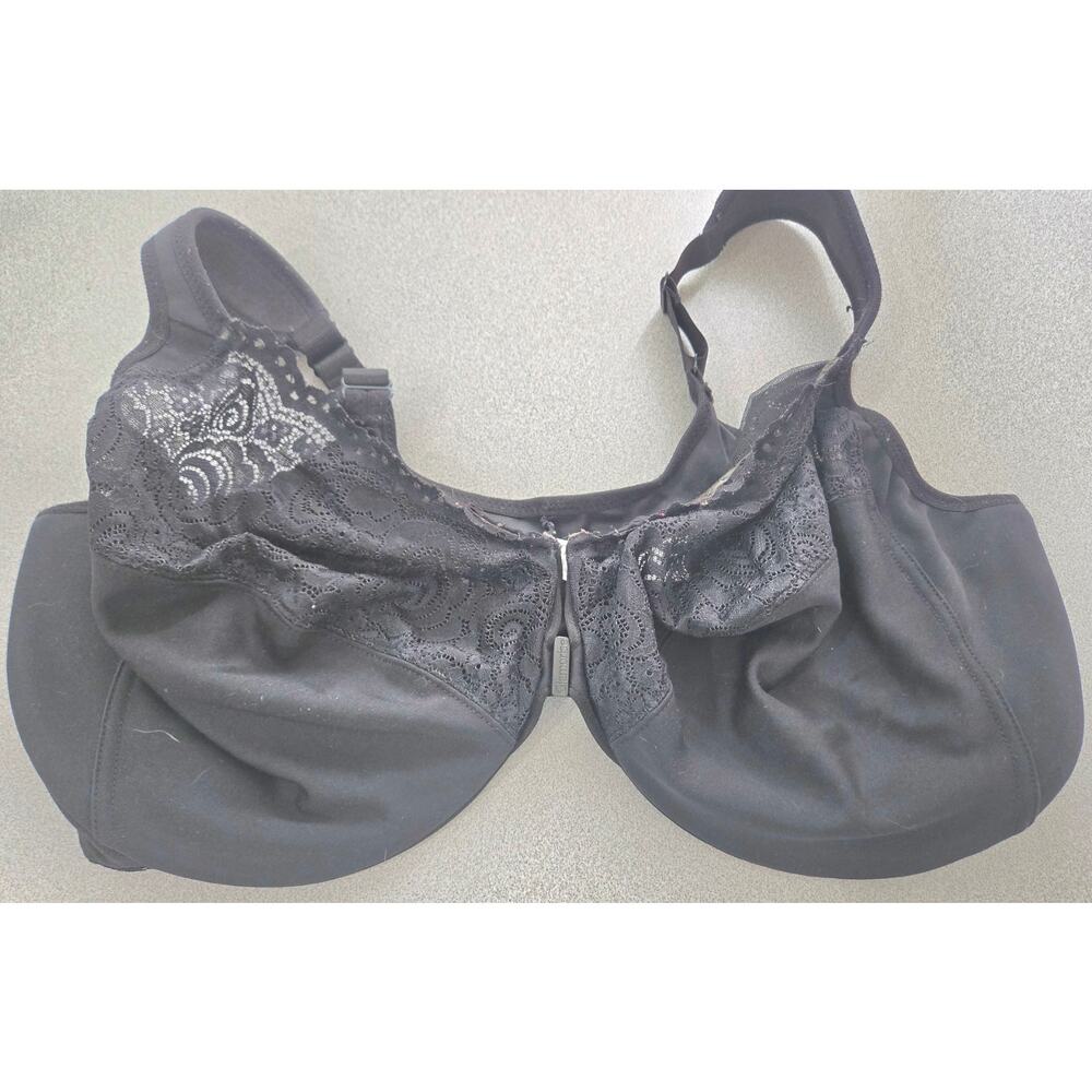 Glamorise Black Front-Closure Wonder Wire Bra 44G